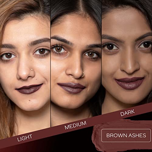 Image of FACES CANADA Weightless Matte Lipstick - Brown Ashes 25 (Brown), 4.5g | Highly Pigmented Lip Color | Smooth One Stroke Glide | Moisturizes & Hydrates Lips | Vitamin E, Jojoba & Almond Oil Enriched