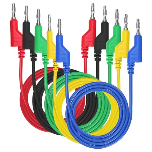 Image of 5PCS Stackable Banana to Banana Plug Test Leads 3.3ft /1m 1000V 15A Copper Flexible Stackable Cable Line Wire