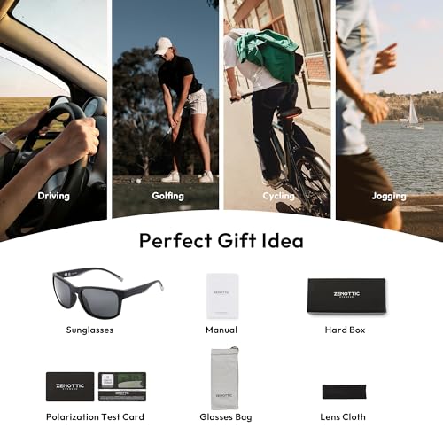 Image of ZENOTTIC Sports Polarized Sunglasses Men: UV400 Flexible Big Wide Heads