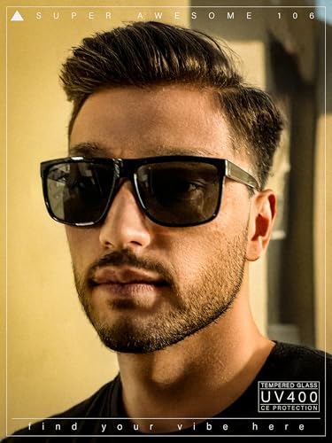 SA106 Temper Glass Shatterpoof Lens Oversize Thin Plastic Horned Sunglasses3