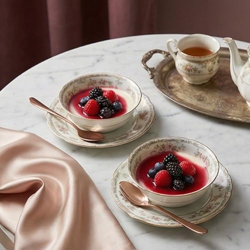 Image of 6.4 inch Rosegold Dessert Spoons Set of 4 - Food-Grade 18 /8 Stainless Steel Teaspoons, Durable Mirror Polished Silverware Spoons, Perfect for Home, Restaurant, and Gifting