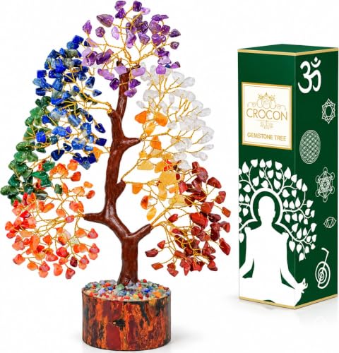 Crocon® 7 Chakra Crystal Tree of Life, Healing Crystals Tree 10-12 Inch, by Crocon - Used condition - US$25.60