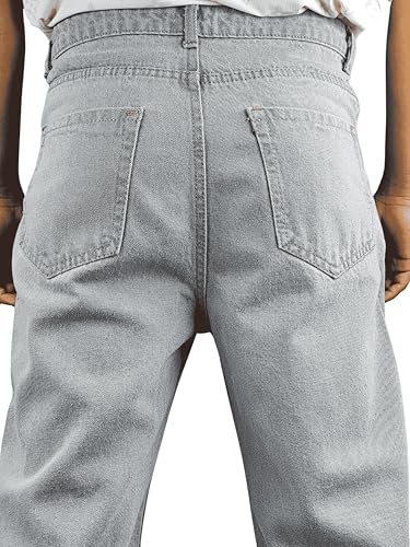 Image of Men's Light Blue Relaxed Fit Jeans - Classic 5-Pocket, Straight Leg Denim Pants