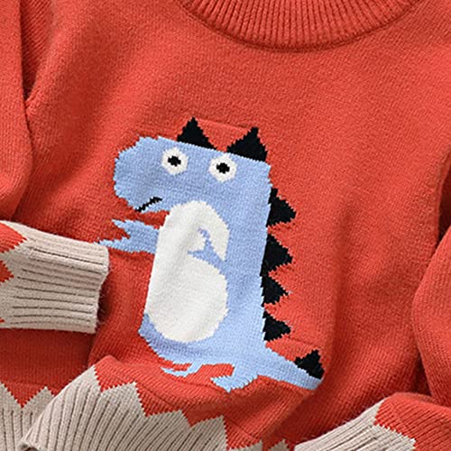 Toddler Boy Girl Fall Winter Knit Sweater Long Sleeve Dinosaur Pattern Pullover Top Warm Sweatsuit (A, 2-3 Years)2