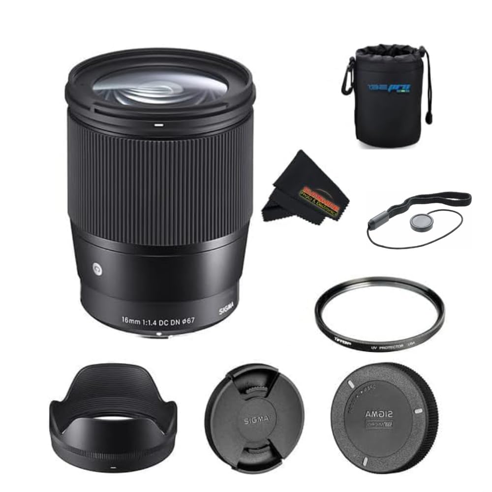 Sigma 16mm f1.4 DC DN Contemporary Lens for Sony E with Sunshine Photo Store Accessories Bundle - 4 Years USA Manufacturer Warranty