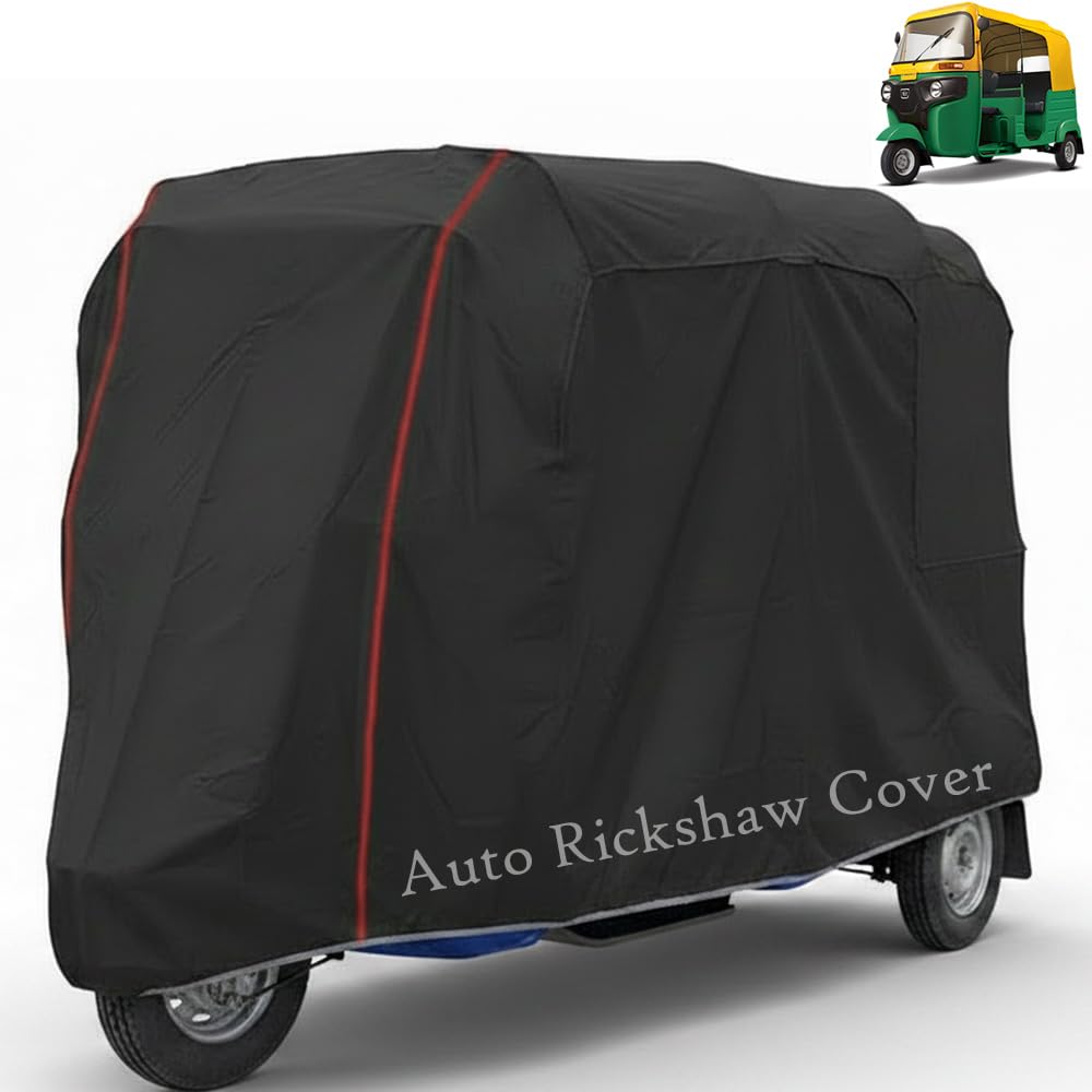 Teenox Auto Rickshaw 3 Wheeler Cover Dustproof Water Resistant Body Cover for Auto Rickshaw Three Wheeler - Black-image-12
