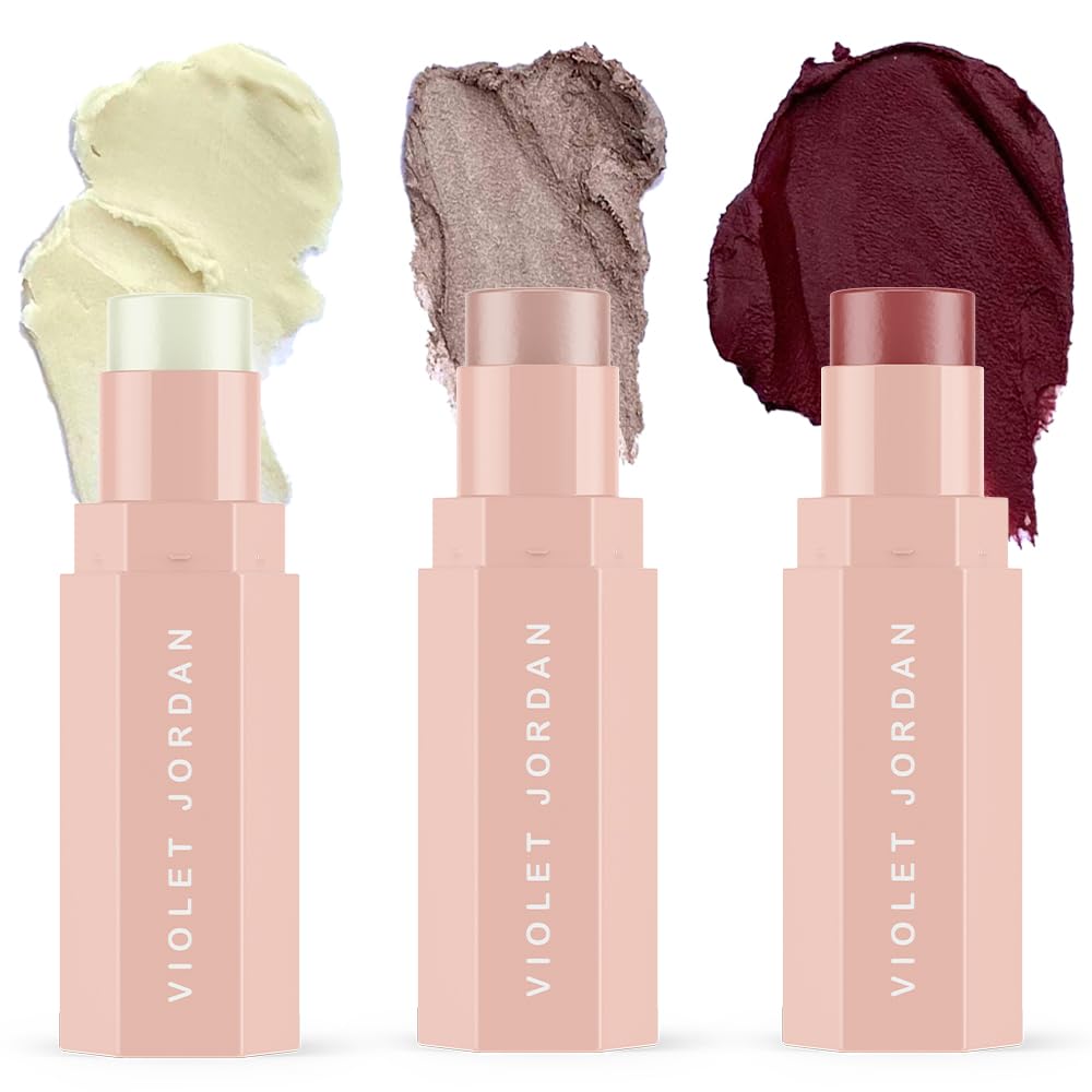 Glow & Go Trio Set – 3 Pack Makeup Sticks for Older Women & Mature Skin – Blush Stick, Highlighter Stick & Moisturizer