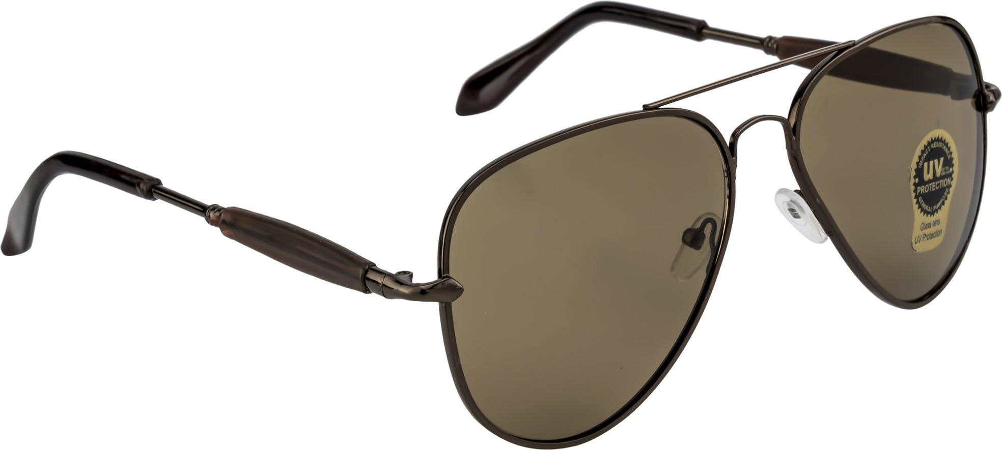 Aviator Sunglasses UV Protected Glass Lens, Copper Metal Frame, Brown Lens, Men & Women-image-24
