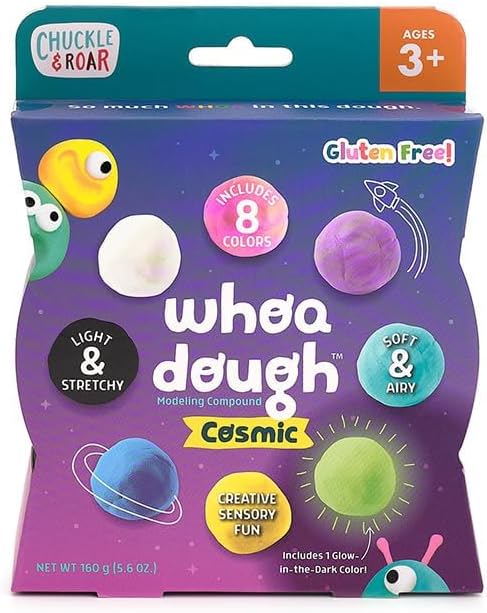 Whoa Dough Air Dry Clay Cosmic Colors – 8 Vibrant Sensory Dough Colors, Stretchable, Squishy & Creative Craft Clay for Kids