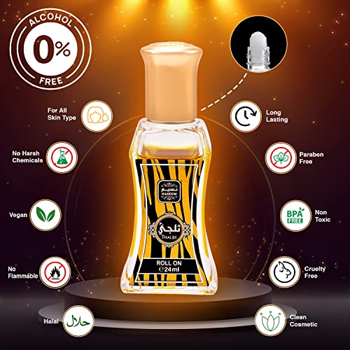 Naseem Thaljee Perfume Oil Rollerball Alcohol Free With Composition Of Oud Jasmine Amber Leather Long Lasting Arabian Fragrance Oil For Men 0.81 Fl Oz #TOP3