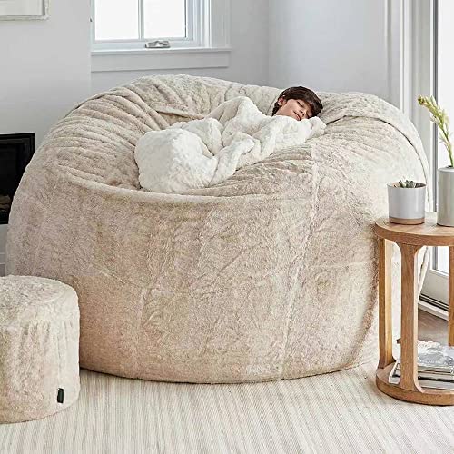 Leepesx Startseite Schwamm Bett Sitzsack Stuhlbezug Schonbezug Doppelschlafzimmer Balkon Große Couch Runder weicher Flauschiger Bezug Keine Füllungen (Nur Bezug)