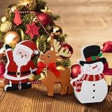 Snowman Christmas Decorations Indoor, Cute Snowman Santa Claus Reindeer Winter Tiered Tray Decor, Wooden Xmas Tabletop Ornaments Decoration for Christmas Winter Party Home Office Kitchen Shelf
