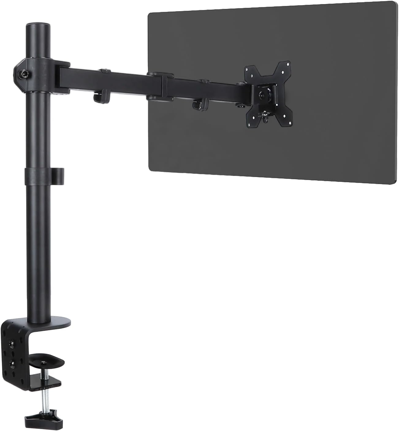 Single Monitor Desk Mount, Heavy Duty Adjustable Monitor Stand for 13"-32" Screen, Monitor Arm Desk Mount Holds Up to 22lbs with C Clamp/Grommet Base
