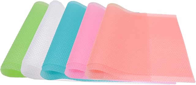 Panngu 10pcs Refrigerator Mats, EVA Refrigerator Pad Salad Veg Fresh Liners Shelves Non Slip Fridge Mat Washable Can Be Cut/Antifouling Mildew/Cupboard Mat Shoe Mat Table Mat Drawer Mat (5 Colors)