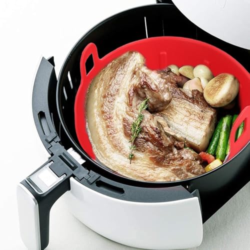 Bandeja de silicona roja para freidora de aire de 16cm con asas 6