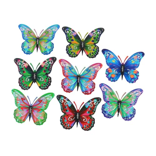 Esculturas con forma de gato y mariposas decorativas en metal negro para salones y patios 4