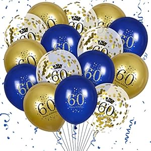 60. Geburtstag Ballons 15Pcs Marineblau und Gold alles Gute zum 60. Geburtstag Ballons Konfetti Ballons Dekorationen für…