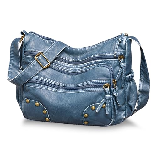 WITERY Lightweight Leather Multi-Pocket Shoulder Bag for Women - ...
