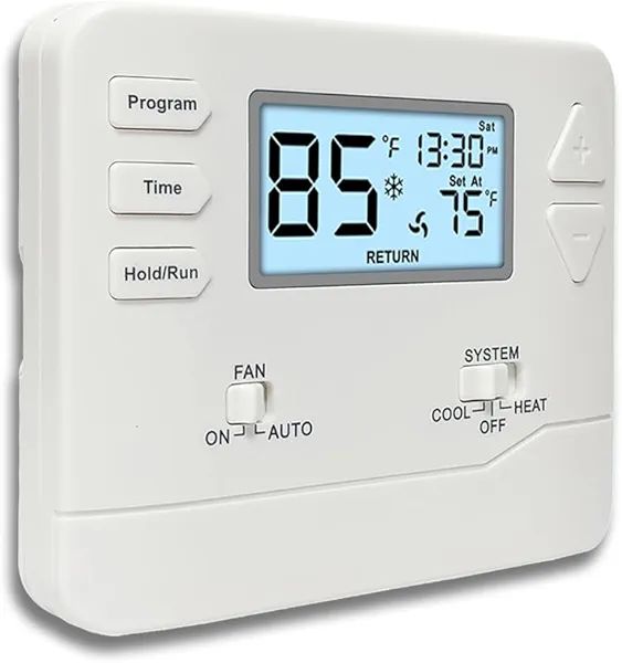 Programmable Thermostat for Home,Conventional Single-Stage Systems,5-1-1 Day Programmable Digital Energy-Saving Thermostat,up to 1 Heat/1 Cool Compatible with Gas System，White Backlight