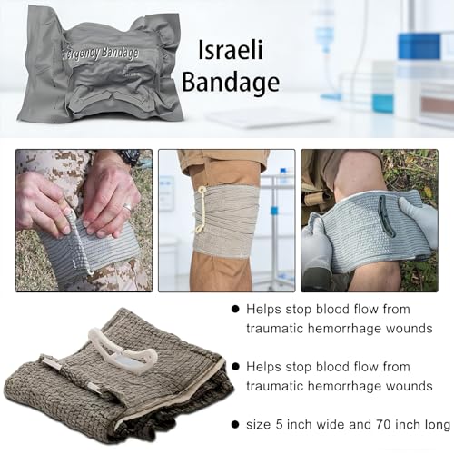 IFAK Trauma Kit with Tourniquet, 4-Inch Israeli Bandage, Elastic Bandages, Set of 34 Pieces Tactical First Aid Kit for Car, Camping, Hiking and Travel - Image 4