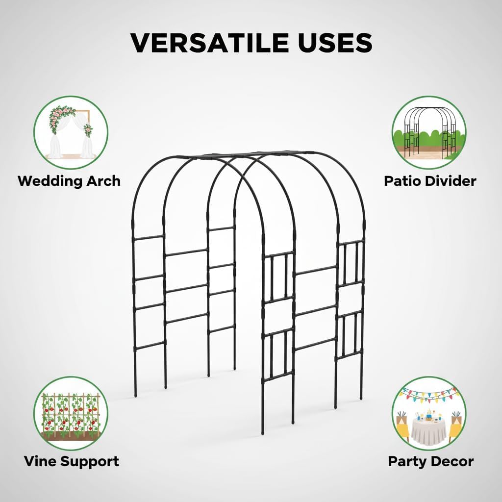 Garden Arch Trellis，Garden Arch Trellis for Climbing Plants - 59" L x 86.6" H Metal Outdoor Arbor with Rust-Resistant Coating - Perfect for Weddings, Patio, Lawn Decor & Vine Support