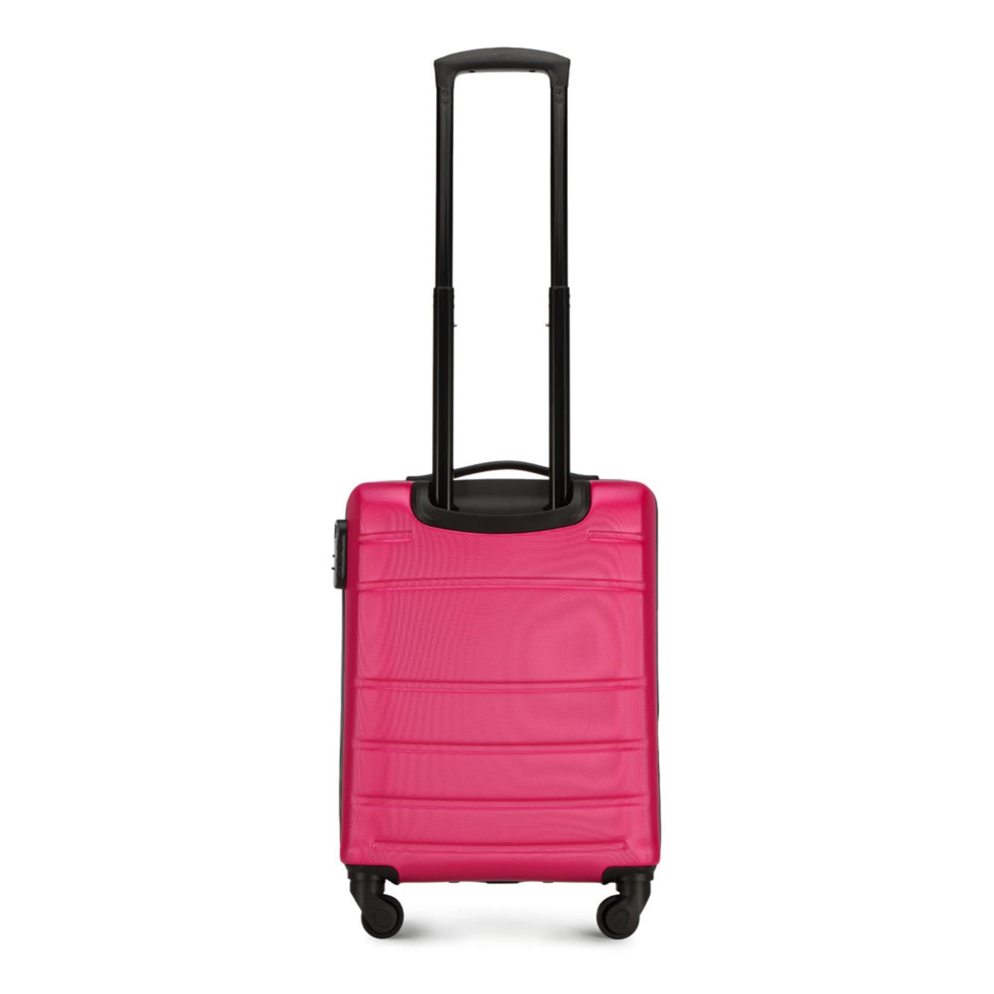 WITTCHEN Valigia da Cabina Trolley Bagaglio a Mano Valigia a rotelle Valigia piccola Trolley guscio duro in ABS con 4 ruote spinner Serratura a combinazione Maniglia telescopica Globe Line rosa