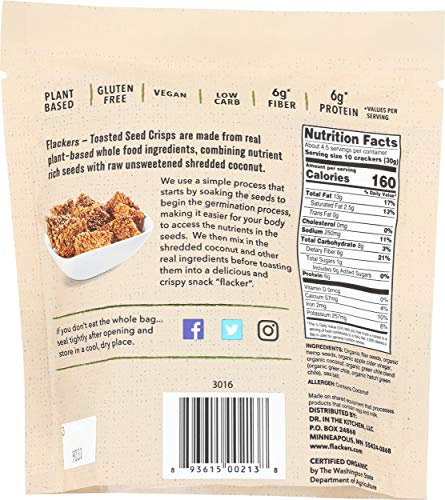 Flackers Organic Toasted Seed Crisps, Hemp Seed and Hatch Green Chile, 4.5 ounces - Image 3