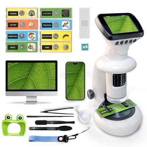 GEMUFO Microscope for Kids with 12 Slides, 200X-1000X,2.4