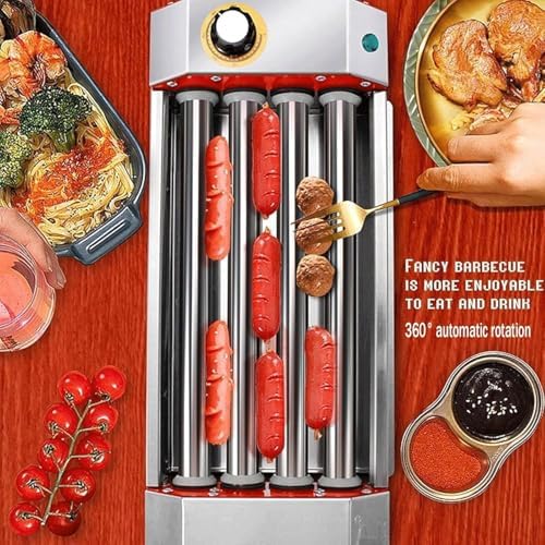 Black Hot Dog Roller Machine, Stainless Steel Sausage Grill Cooker with 4 Heat Rollers, 0-250℃ Temperature Control, Easy to Clean, Ideal for Home Kitchen Breakfast