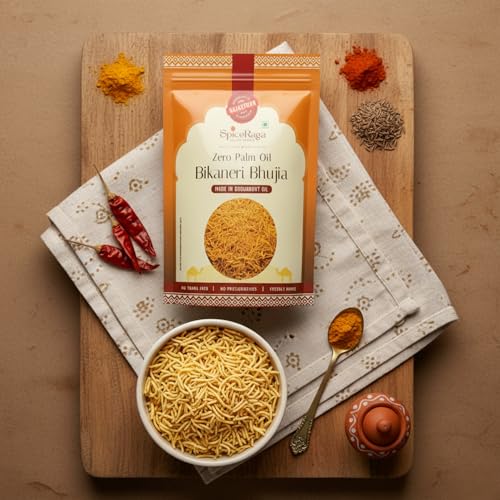 Image of SpiceRaga Bikaneri Bhujia 1kg + Raita Boondi 160g | No Palm Oil | Pure Groundnut Oil | No Trans Fat | Crispy Traditional Namkeen | Authentic Bikaner Taste