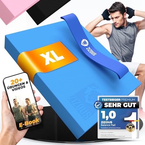 ZIZOUS Balance Pad XL - Premium Balance Kissen für Gleichgewichtsübungen - Rutschfestes Balancekissen Physiotherapie Yoga Pilates - Robustes Gleichgewichtskissen inkl Ebook - Balance Kissen groß