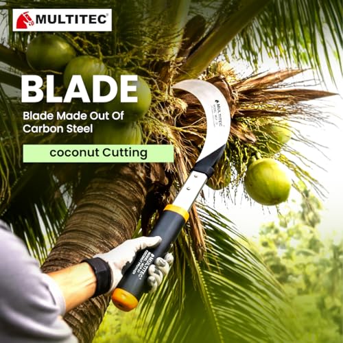 Image of MULTITEC Coconut Tree Pruner MCP31 | 500mm Alloy Steel Blade with 31 inch Aluminium Handle | Manual Coconut Cutter & Banana Stem Cutting Tool | Lightweight, Corrosion-Resistant Harvesting Saw