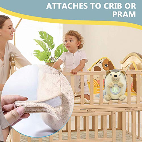 BEREST Baby Sleep Soother Hedgehod, Lullabies & Shusher White Noise Machine Sound Soother, Nursery Decor Night Light Projector, Toddler Crib Sleep Aid, Baby Shower Gifts Portable Hedgehod Toy