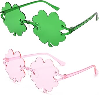 2 Pack St. Patricks Day Sunglasses for Women Men Green Shamrock Glasses St Patrick Costume Accessories