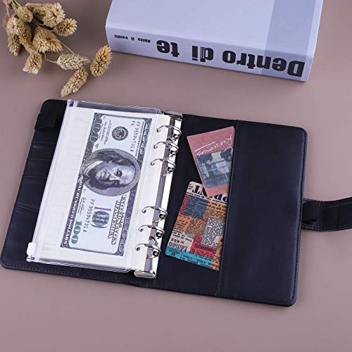 Antner A6 Pu Leather Notebook Binder (Black) Bundle | 12 Pieces A6 Size Binder Pockets #TOP3