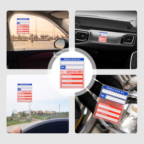 Image of 300PCS Car Oil Change Stickers for Windshield,Next Service Due Sticker,2 inchx2 inch Removable Vinyl Stickers for Most Cars Trucks SUVs (Blue Red 2)