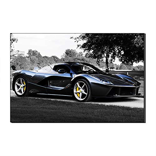 Ferrari - Lienzo decorativo para pared, diseño de coche deportivo de cinco vendedores, color azul 50 x 70 cm
