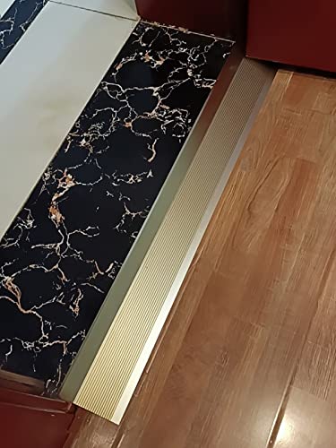 Extra Wide 10Cm Floor Transition Strip For Wood To Tile/Laminate To Floor Tiles, Heavy Duty Metal Threshold Ramp/Carpet Edge Trim For Large Drop High (Color : Gold, Size : 100Cm/39.4In) #TOP5