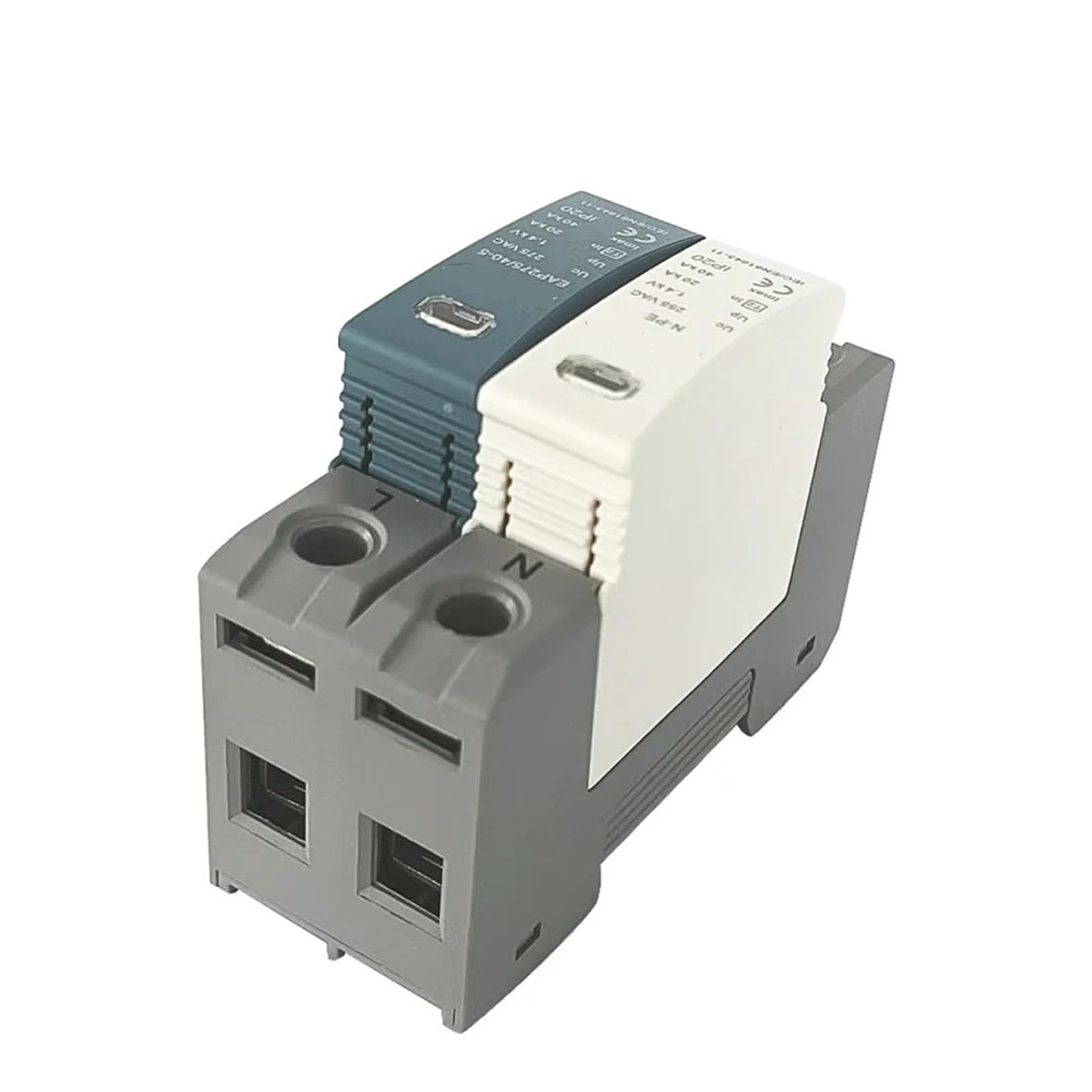 1+NPE ochrona przeciwprzepięciowa 20KA-40KA, AC 220V 230V AC 275V dom, ogranicznik montaż na szynie DIN (2 bieguny z RC)