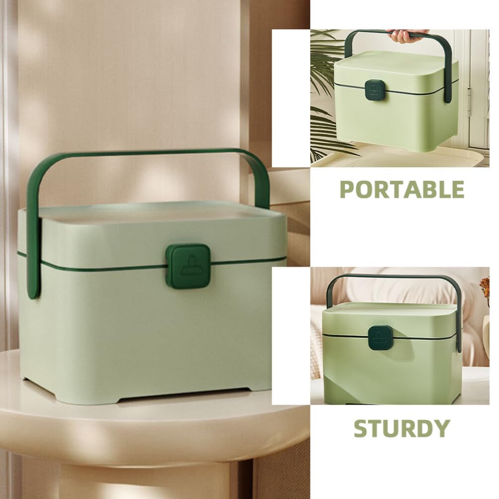 Contenitore Porta Oggetti Maniglia in Plastica Verde Multifunzione | Contenitori Porta Oggetti Multiuso, Organizer da Viaggio e Trasloco, per Cosmetici e Accessori Utensili