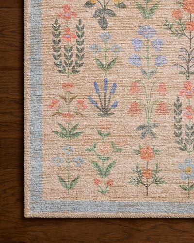 Image of Loloi Rifle Paper Co Edinburgh Cream /Multi 10'-0 inch x 14'-0 inch Area Rug | EDN-03 Printed Approx. 10x14 Beige Living room Dining room Bedroom, Rustic, Elegant, Muted, Refined, Area Rug