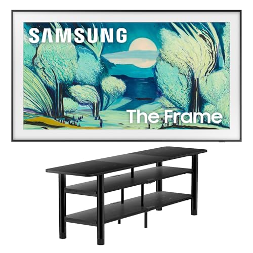 Image of Samsung QN55LS03FAFXZA 55 Inch The Frame QLED 4K Art Mode Vision AI Smart TV with an ErgoAV ERTFL1-01B 60 inch FlexFold Frame TV Stand (2025)