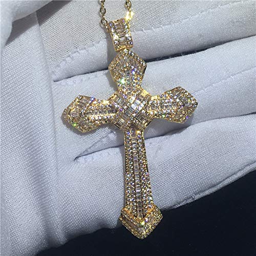 Pendentif Croix de Diamant moissanite argent sterling 925 collier femmes hommes