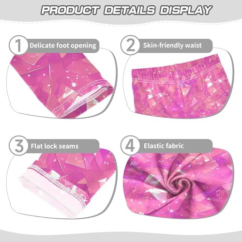 KLL Pink Glitter Texture Girls Athletic Leggings Fashion Full Length Lounge Pants Sports3