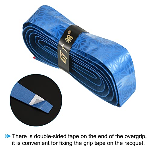 PATIKIL 4.9ft Racket Overgrip with Damping Ridges, 2 Pack PU Grip Tape Non-Slip Absorbent for Tennis Badminton Fishing Rod Blue - Image 4