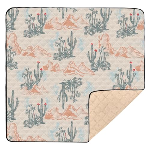 Vozoza Western Desert Cactus Baby Play Mat Infant Foldable Playmat Crawling Mat 50x50 Mat