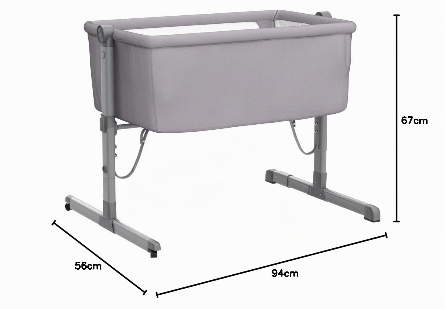 Mini culla Co-sleeping Star Ibaby – Regolabile in diverse altezze, reclinabile – Materasso incluso, colore: grigio