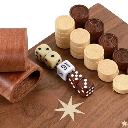 Set artesanal de backgammon de madera, 16" tamaño grande miniatura 4