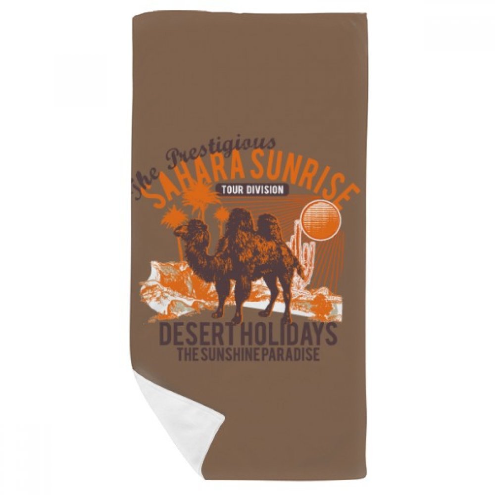 Serviette de bain camel et soleil 35x70 cm essuie-mains doux en coton multicolore