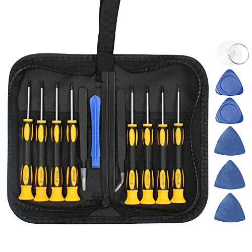 KALIM Torx Screwdriver Set, 20 in 1 Security Torx Screwdriver & Tweezer & Pry Tool, Magnetic T3-T10 Screwdrivers Precision Repair Kit for Xbox, PS4, Macbook, Computer, Ring Doorbell & Flick Knife
